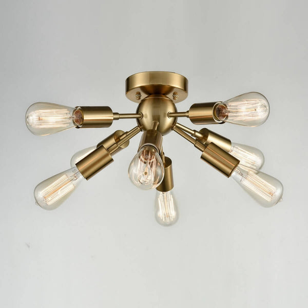 Modern Brass Sputnik Ceiling Light 8-light Flush Mount Fixture